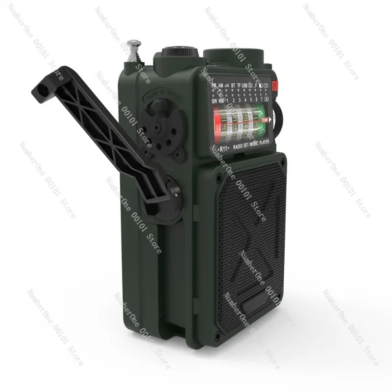 Multifunctional Bluetooth emergency hand crank power generation combat readiness radio flashlight solar audio