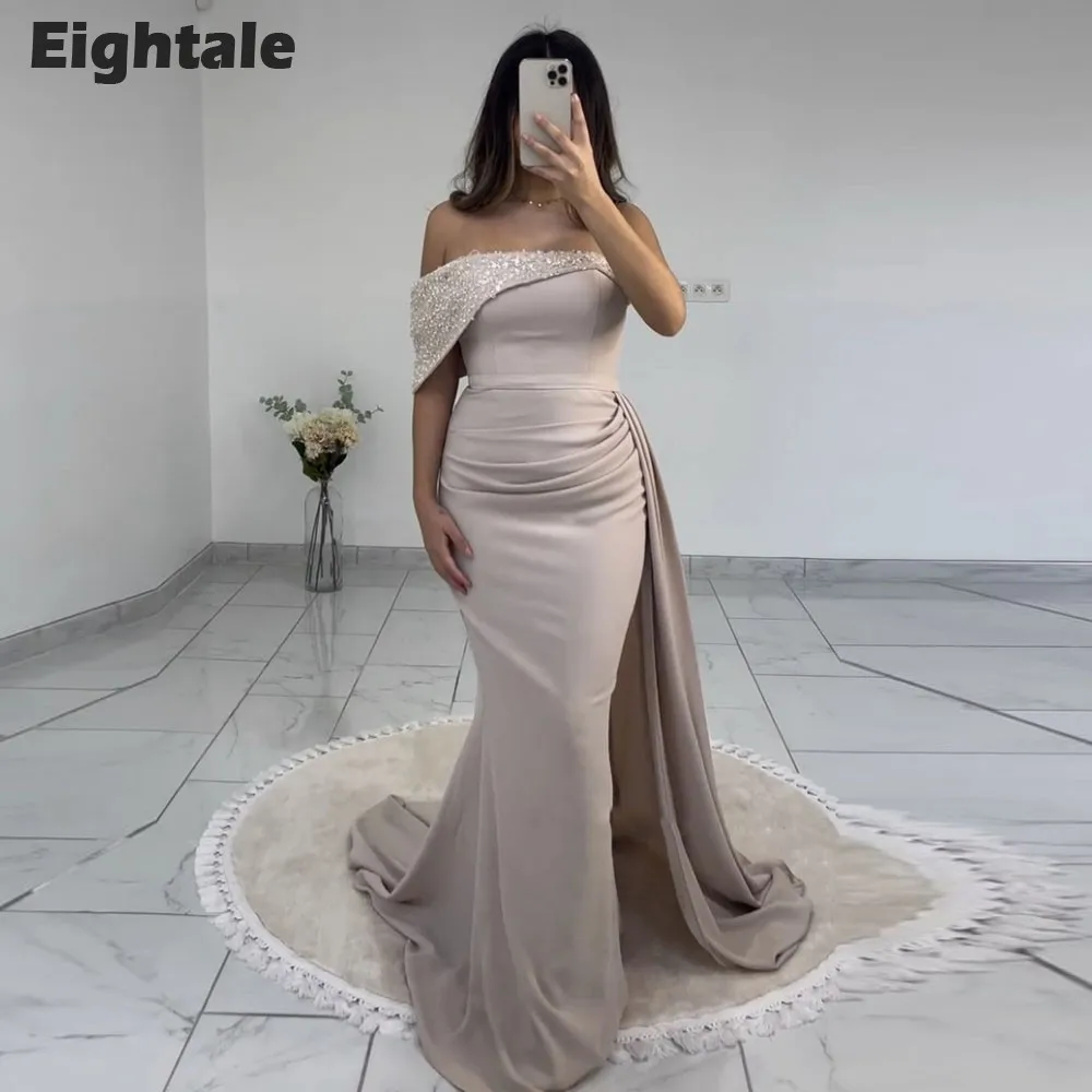 

Eightale Vintage Evening Dress off the Shoulder Sequined Champagne Mermaid Prom Wedding Dress Party Gown Robes De Soirée