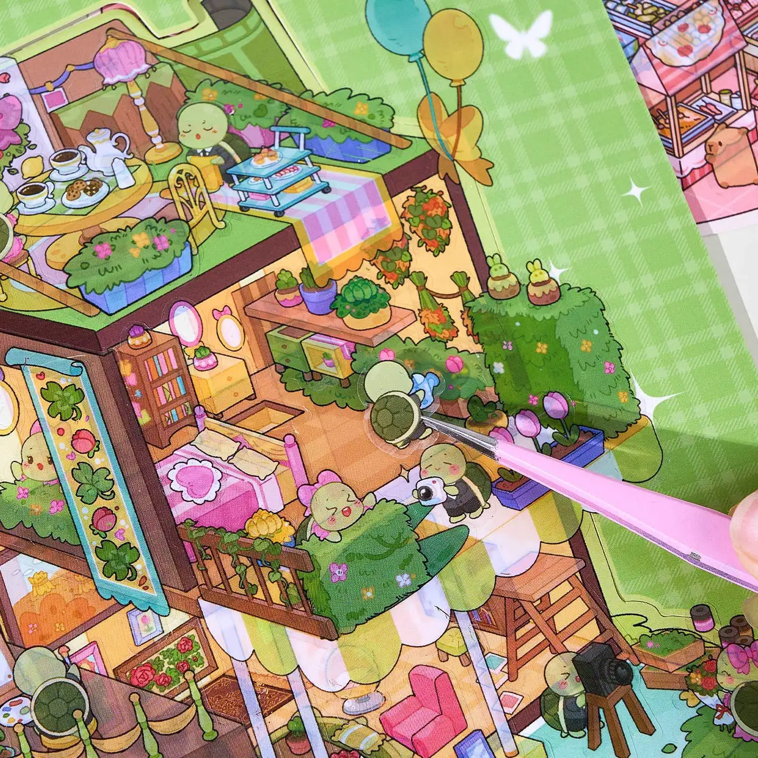 

20pcs/pack Gift of tweezers Town Activity Book Wonderful Visual 3D Pop Up Houses Miniature Scenery Sticker Book Children's Quiet