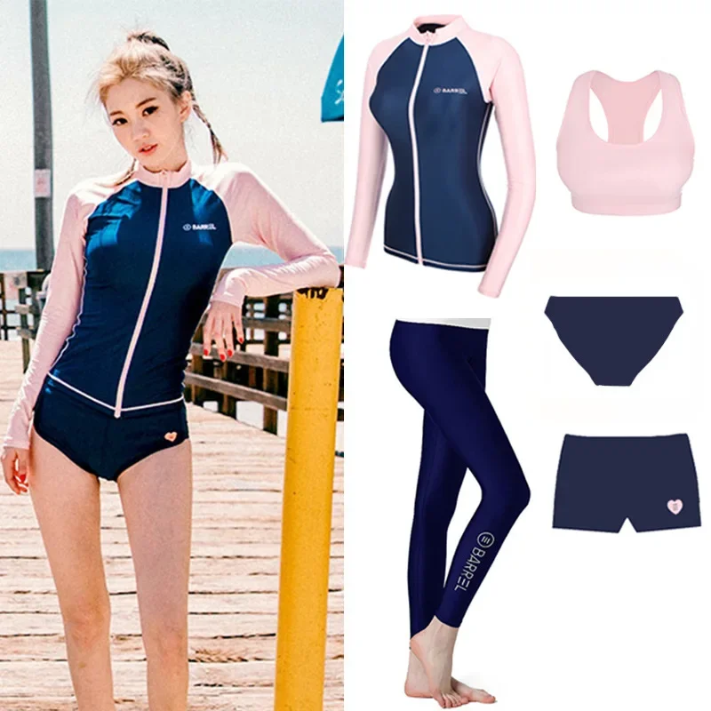 

Wetsuit Female Split Long-sleeved Sunscreen Hot Spring Swimsuit Jellyfish Suit Snorkeling Suit Surfing Suit Five-piece Bikini