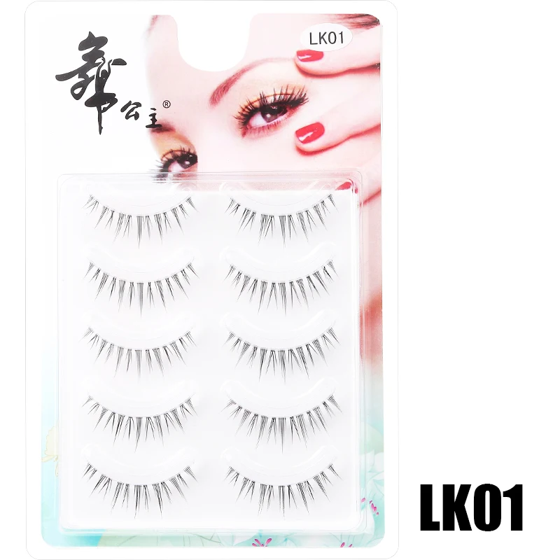 5 Paar Anime-Wimpern mit transparentem Stiel, unsichtbare Manga-Wimpern, natürliche falsche Wimpern für Make-up – Detail 9