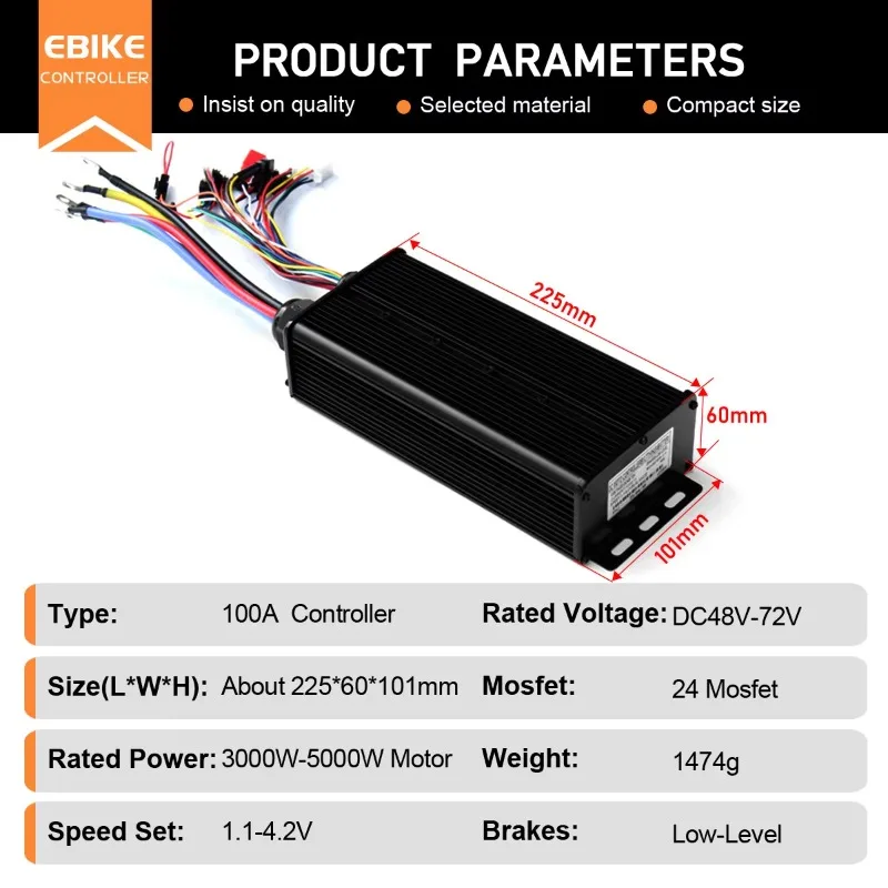 Mountain Bike Electric Car Accessories 100A Three-Mode DC Brushless Controller 24 Tubes Bicycle Lithium Battery Conversion