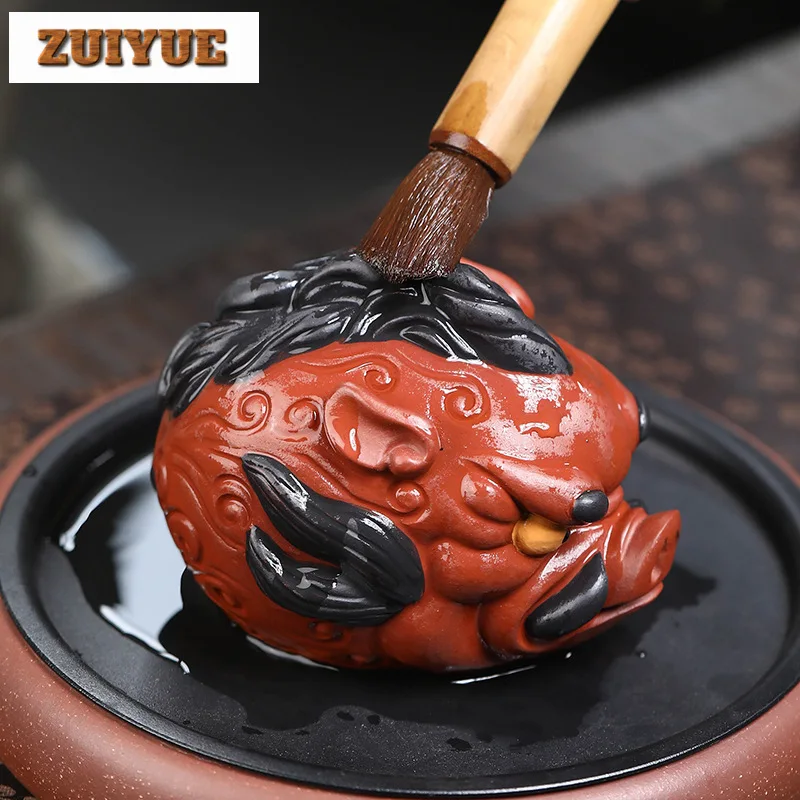 Yixing Purple Clay Wild Boar Tea Pet Household Auspicious Cloud Pet Sculpture Tea Pet Vintage Tea Figurine Tableware Collection