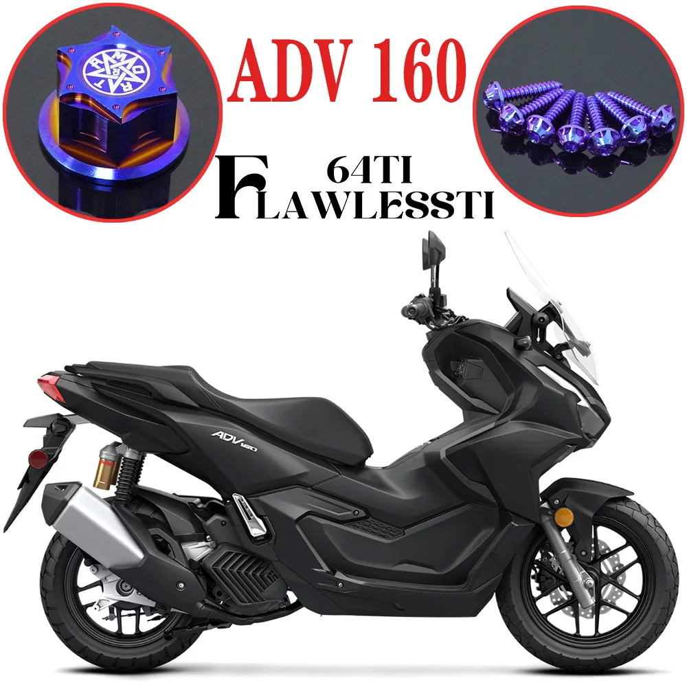 FLAWLESSTI Gr5 التيتانيوم الترباس الفرامل الفرجار زيت المحرك الخلفي صدمة غطاء مرشح الهواء الترباس المحور الخلفي الجوز لهوندا ADV 160 2022-2025 #1