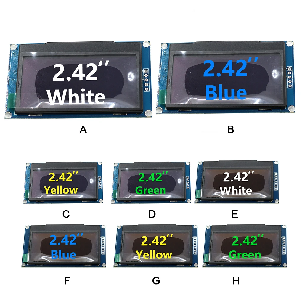 OLED 모듈 2, 42 인치, SSD1309 I2C IIC 포트, 4 핀, 7 핀 디스플레이 모듈, 휴대용 LED 스크린, 자체 발광 스크린