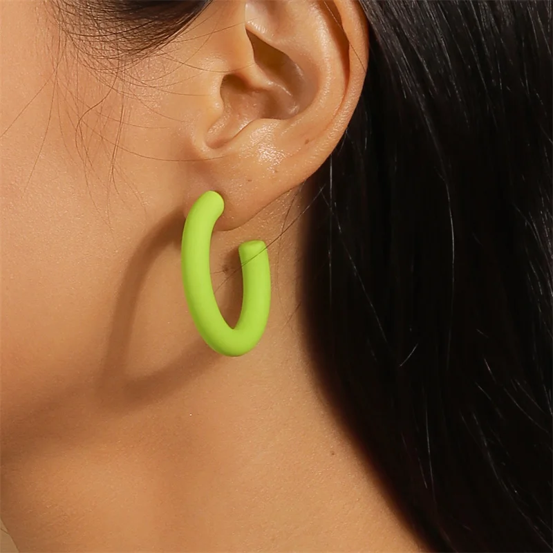 Aihua Koreanische Einfache Große Runde Hoop Ohrringe Für Frauen Bunte Geometrische Kunststoff Übertrieben Ohrring Trendy Ohrringe Schmuck – Detail 19