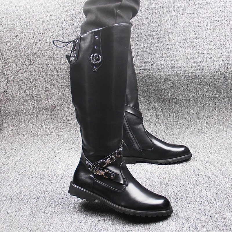 

Мужские роскошные модные сценические мотоциклетные ботинки, обувь из мягкой кожи, индивидуальные высокие ботинки, длинные botas hombre zapatos chaussure hommes