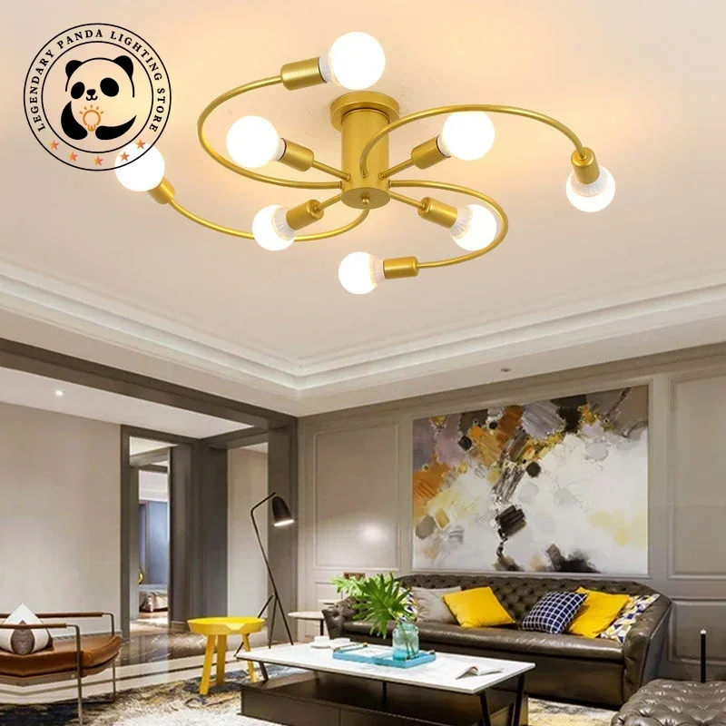 Modern Designer Ceiling Lights Simple Originality Metallic Luster Living Room Bedroom Chandelier Indoor LED Lamps Art Decoration