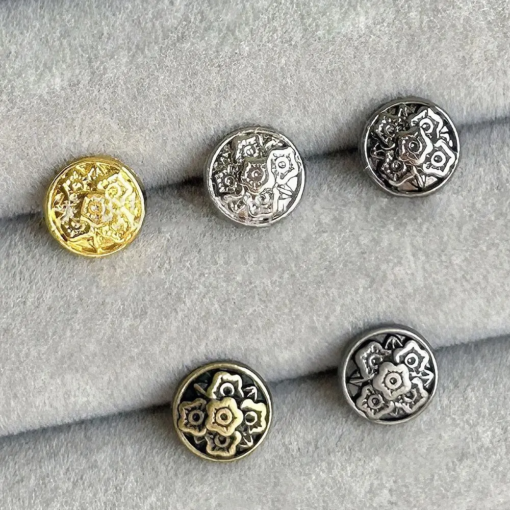 20pcs 7mm Flower Buckles Mini Metal Retro Ancient Buttons Handmade 1/6 Doll Clothing Buckles Accessories