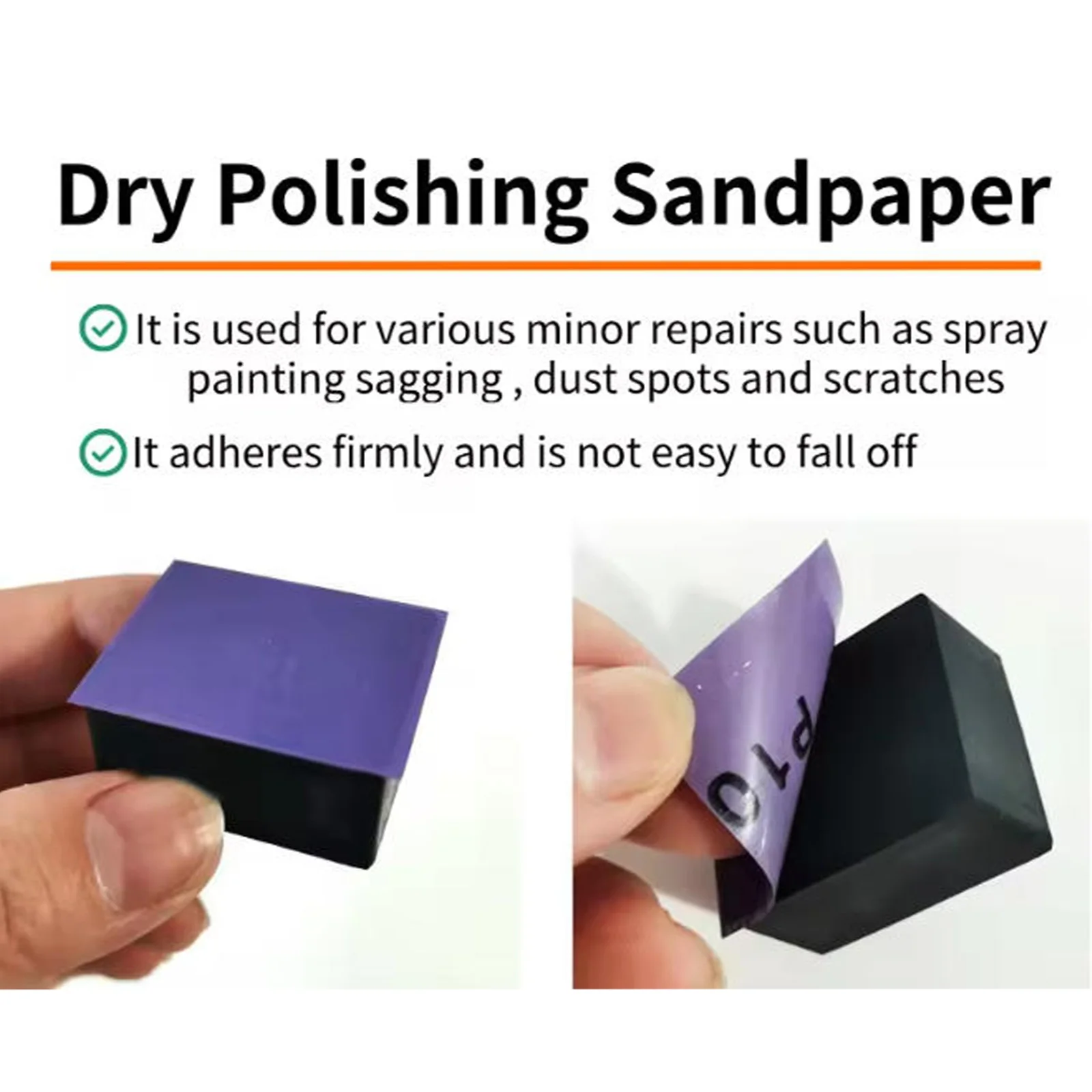Rectangular Dry Polishing Sandpaper Super Fine Grit 800-2000 with Sanding Block for Automotive Lacquer, Car Paint Repair