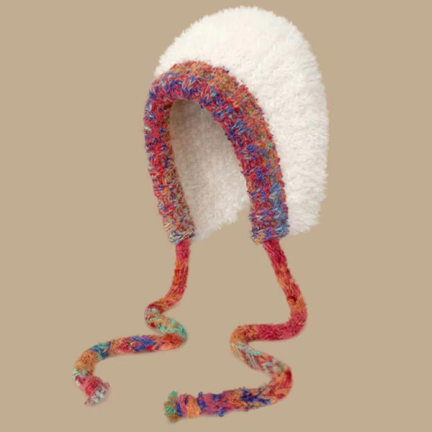 Chapeaux de protection des oreilles en tricot en peluche coloré pour femmes, bonnet chaud coupe-vent, bonnet à rabats d'oreille, chapeau à capuche, extérieur, hiver, mode, 1 pièce