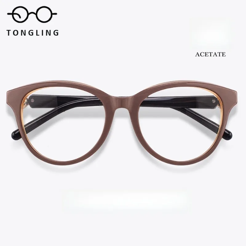 2026 Men High-Quality Fashionable Cat-Eye Design Retro Women Premium Acetate Handcrafted Stylish Business Casual Eyeglass Frame