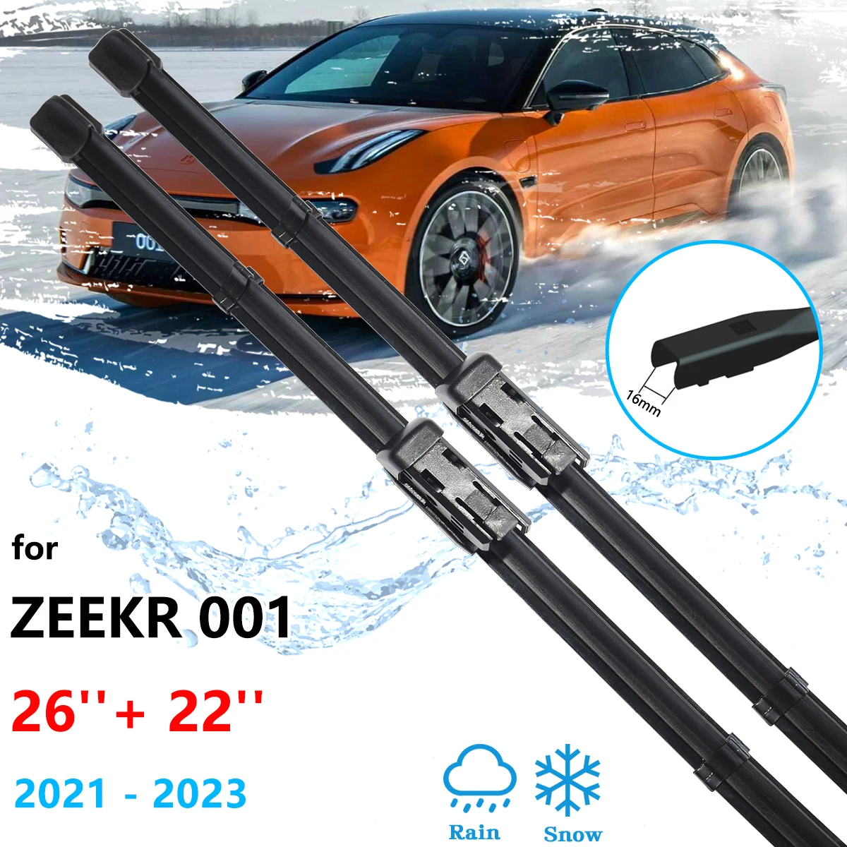 2pcs For Zeekr 001 2021 2022 2023 Front Wiper Blades Rubber Windshield Windscreen Window Brushes Cleaning Cutter Car Accessories