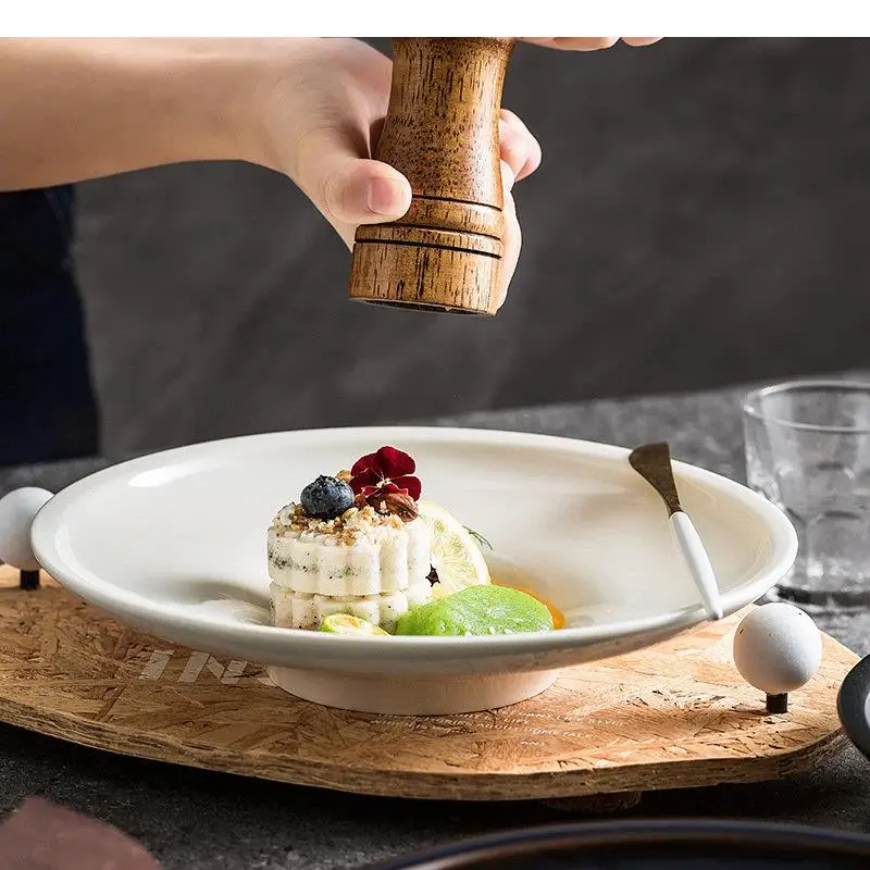 

Керамическая тарелка для ужина, ресторанская тарелка для десертов и закусок, глубокая тарелка для супа, однотонная круглая посуда для сервировки стола