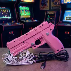 Strong recoil Time Crisis 3 Somatosensory Light Gun Motor Vibration With 4 IR Positioning Power adapter and Cable Pink blue
