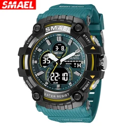 SMAEL New 2 Time Back Light Casual Men's Watches Digital Sports Wristwatches Male Stopwatch Alarm Waterproof Quartz Clock 8079