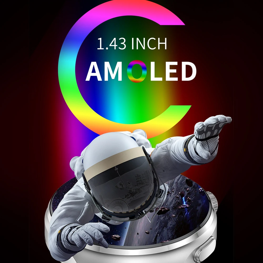 Montre intelligente d'appel Bluetooth étanche pour hommes et femmes, écran AMOLED 1.43 ", fréquence cardiaque sportive, bracelet sain, lecture de musique