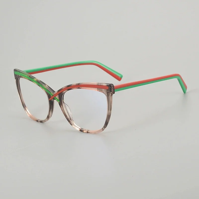 Belight 광학 빈티지 고양이 눈 모양 수제 다채로운 결합 아세테이트 레트로 안경 프레임 처방 렌즈 236
