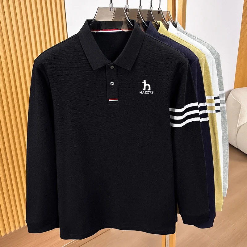 Exquisites Herren-Designer-Polohemd mit Revers und Print, 100% Baumwolle, Warn Herbst Langarm-T-Shirt, Business-Casual Herrenbekleidung – Detail 12