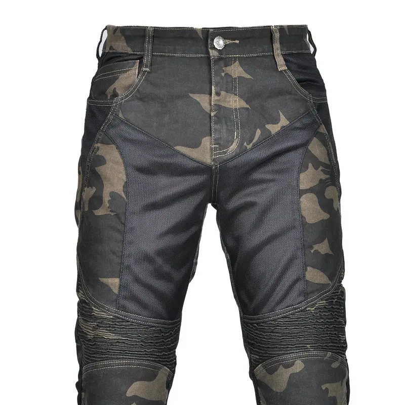 2025 nuevos hombres motocicleta conducción al aire libre jinete Camo Jeans equipo de protección carreras de carretera estiramiento multicolor pantalones opcionales