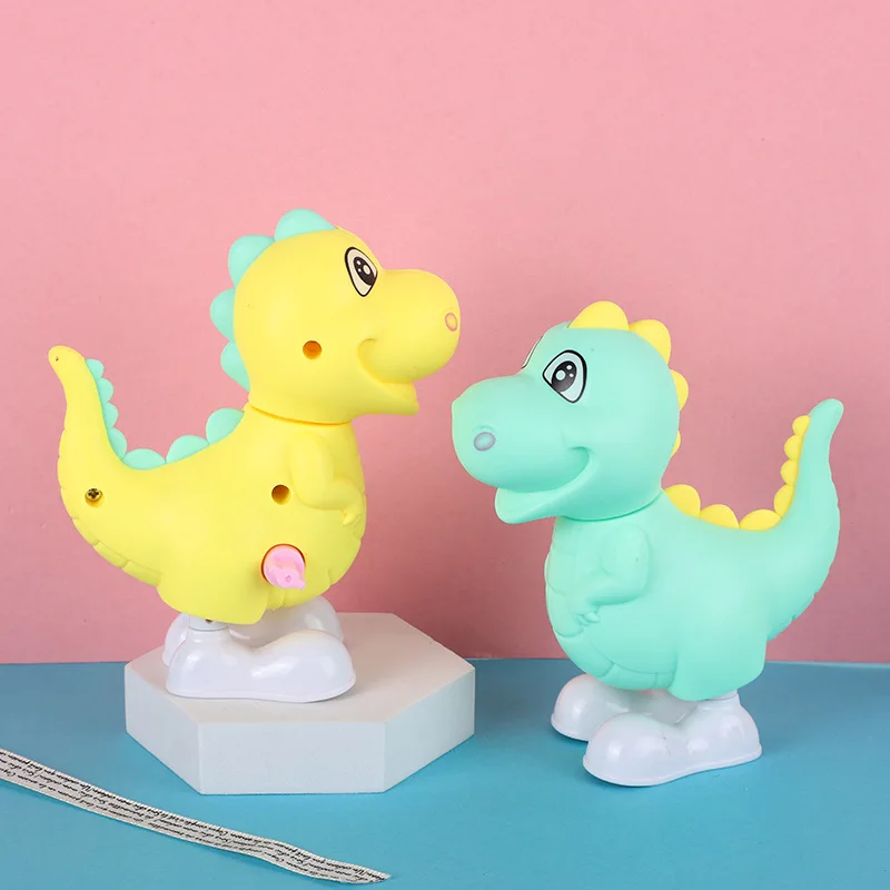 1 buah mainan hewan lucu klasik Wind-up mainan lucu Clockwork bebek anak ayam dinosaurus mainan lompat jam anak-anak hadiah mainan