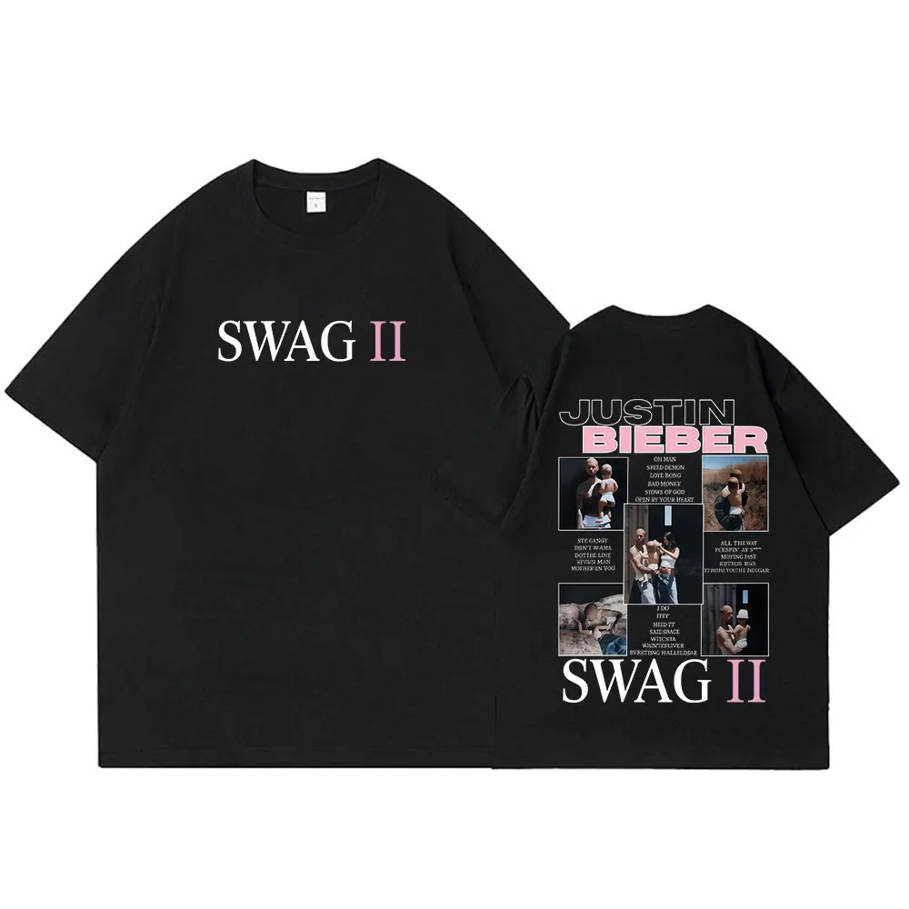 Футболка с альбомом Justin Bieber SWAG II, мужские и женские винтажные модные футболки в стиле хип-хоп, повседневные хлопковые футболки большого размера с короткими рукавами