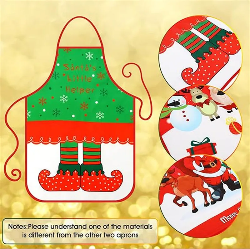 Christmas Santa Claus Snowman Printed Aprons For Christmas Home Decor Waterproof And Oil Release Sleeveless Aprons Navidad Decor