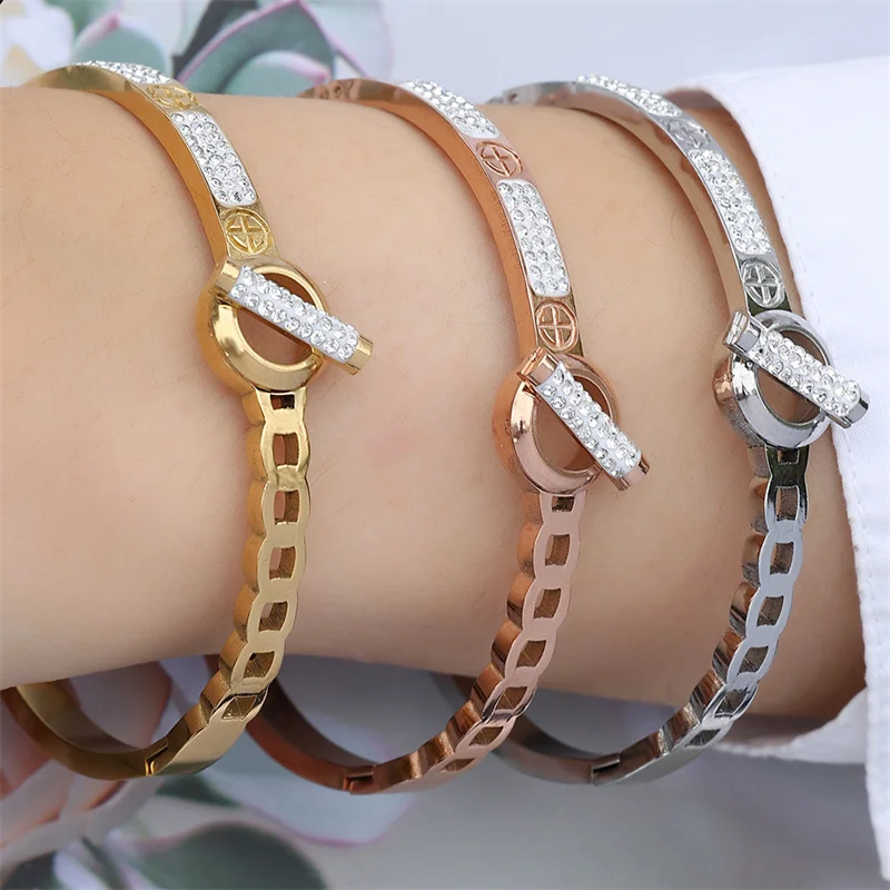 Fashion Zircon Stainless Steel Bracelet Bangles For Women Exquisite Daily Bracelets Jewelry Does Not Fade