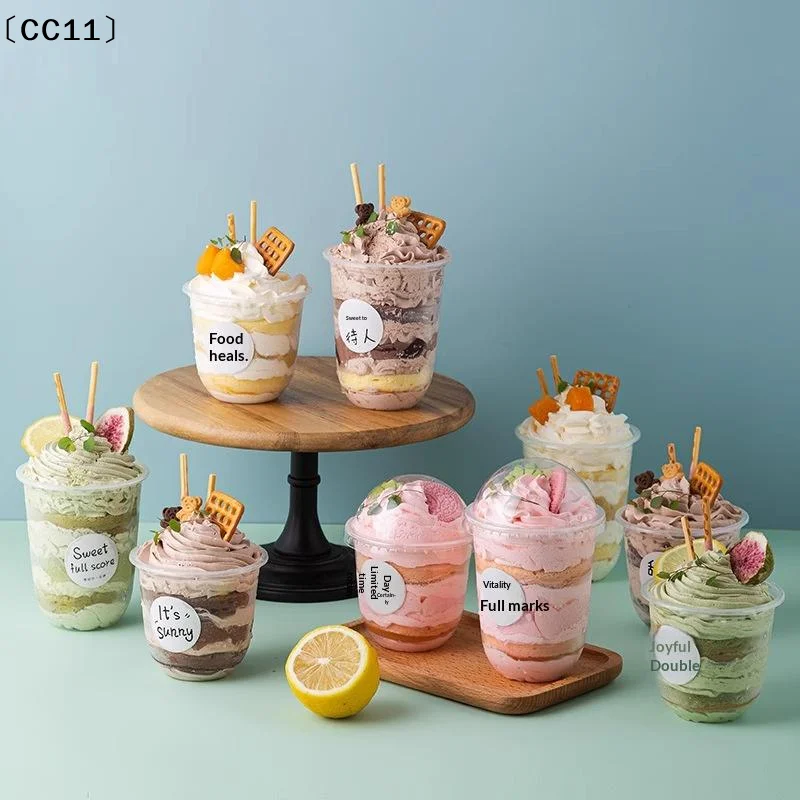 50PCS Disposable Clear Plastic Cup With Hole Dome Lids Juice Salad Dessert Cups Ice Cream Birthday Camping Utensils〔CC11〕