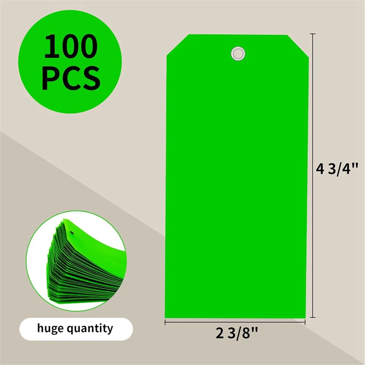 100 Pieces 4 3/4Inch X 2 3/8Inch Plastic Shipping Tags with Wires Blank Labeling Tags Waterproof Hang Tags (Green)