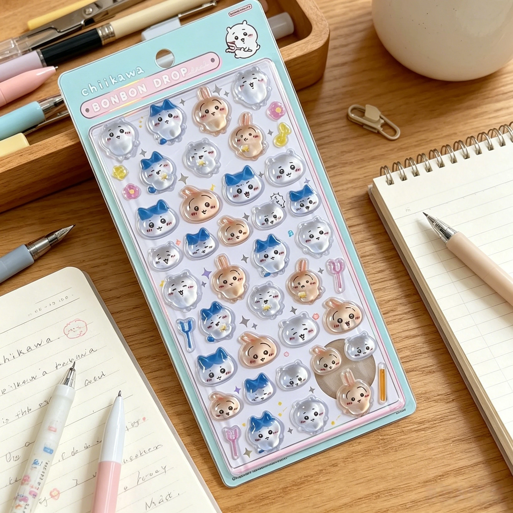 Chiikawa 3D Cute Relief PVC Crystal Waterproof Stickers DIY Scrapbook Laptop Cute Bonbon Drop Seal Children Gift ボンボン ドロップシール