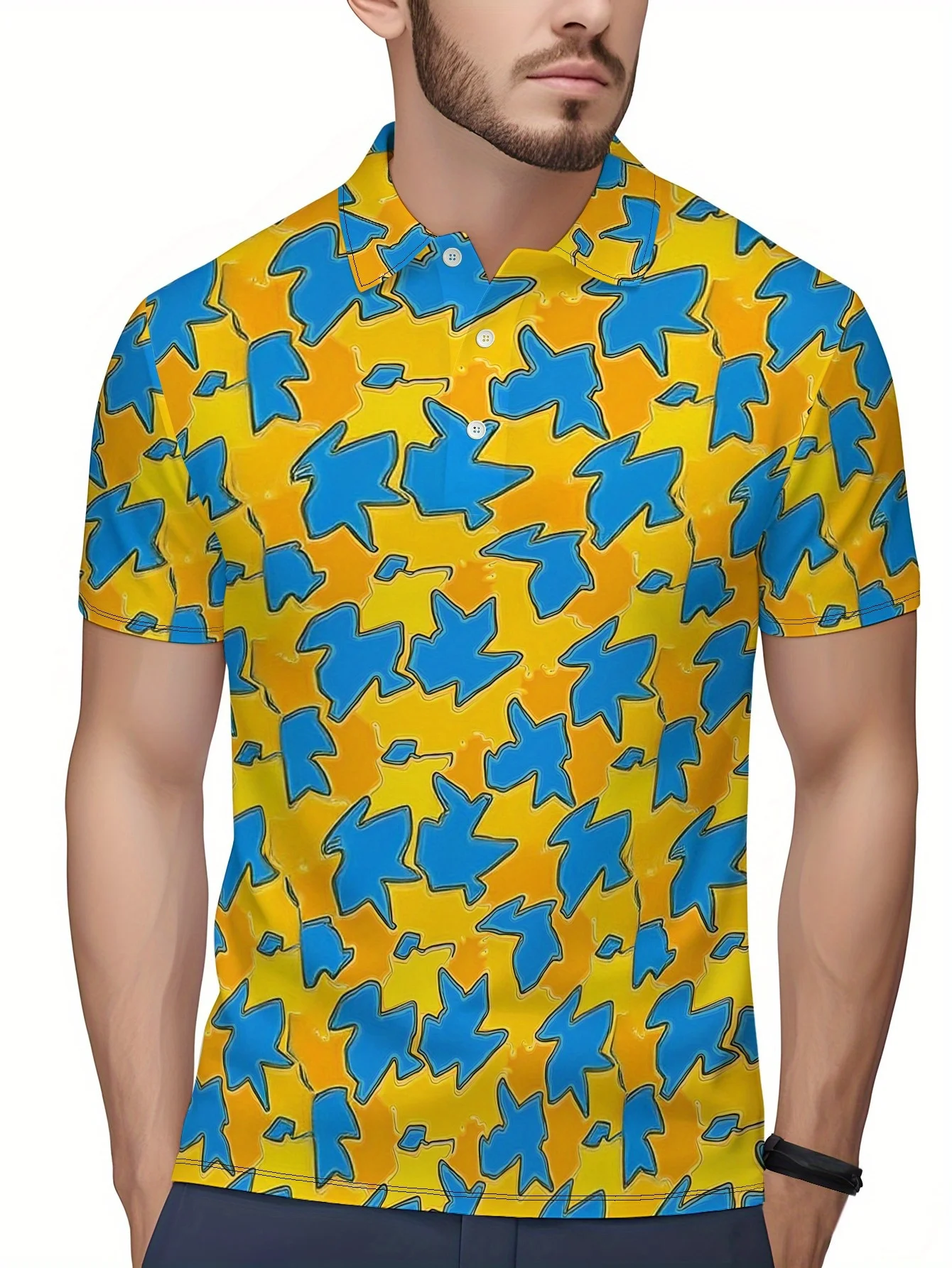 

Мужские рубашки с коротким рукавом и цифровым принтом, без текстурной отделки, с отложным воротником, повседневные, дышащие, модные