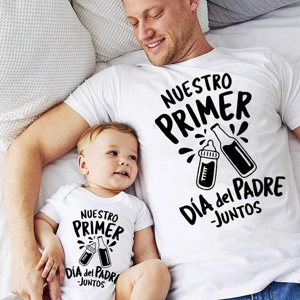 Father's Day Family Matching Outfits Daddy T-shirt+baby Romper Comfort Casual Matching Set Family Party Dad Baby Clothes