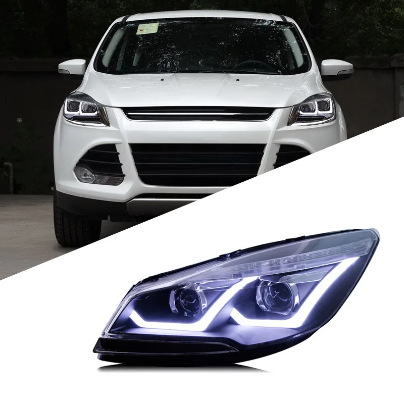 

Suitable for Ford 13-16 Yihu headlight assembly modified led daytime running light double lens xenon headlight