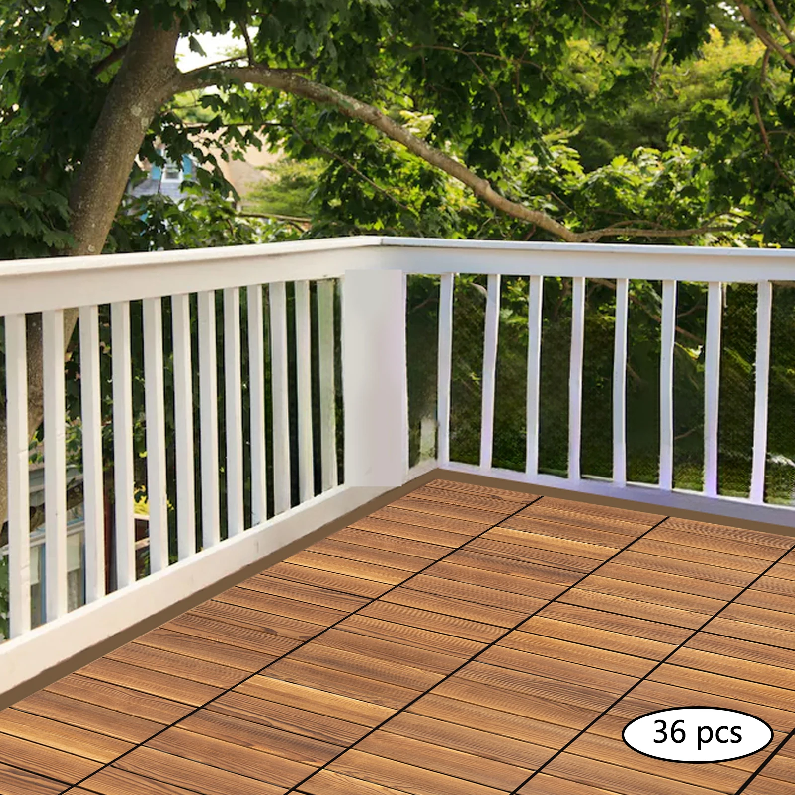 Indoor Outdoor 36-Piece Wood Flooring Tiles 6613LBS Load Easy Clean Interlocking Design For Garden Pool Epoxy Resin Floor