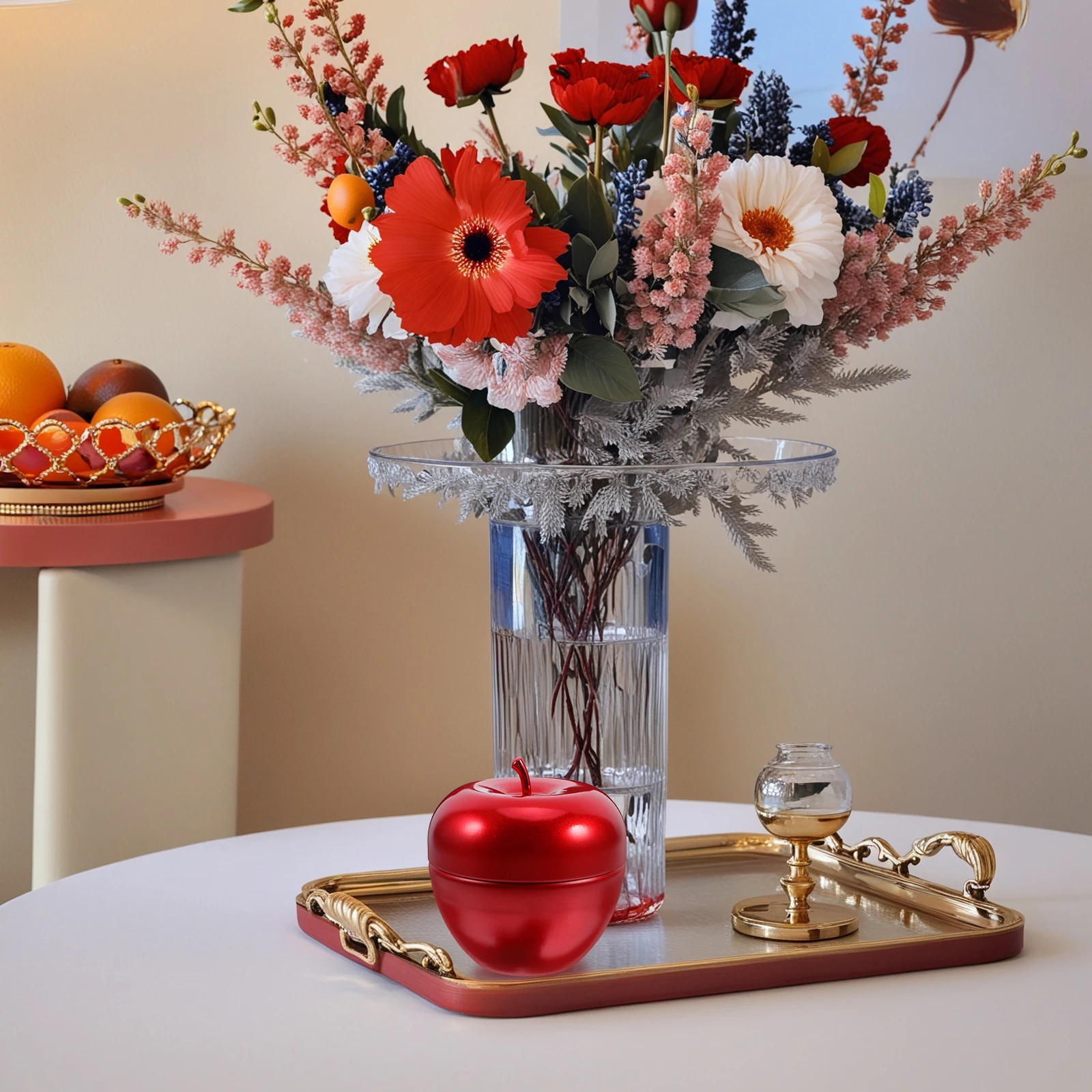 

4pcs Apples Shaped Tin Box Creative Design Large Capacity Metal Storage Container Decorative Trinket Box Cookie Candy Honey Jar