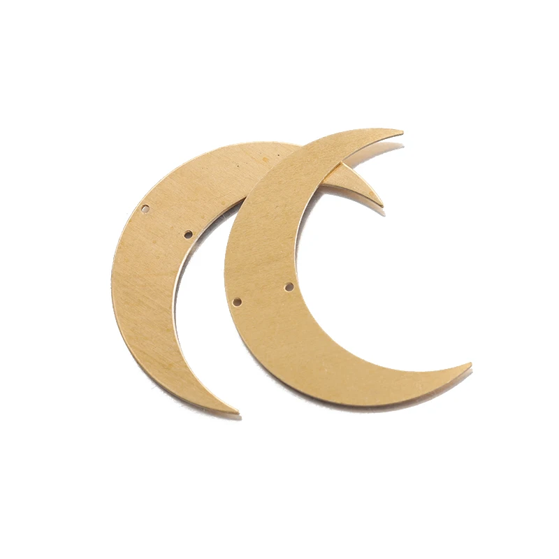 6pcs Raw Brass 34x46mm Large Crescent Moon Connector Pendant Stamping Charms For DIY Earrings Necklace Jewelry Making Crafts