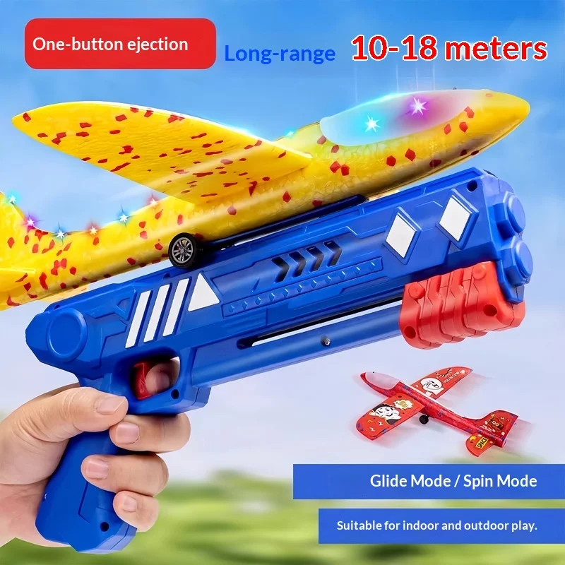 Lanzador de aviones de espuma tipo catapulta, planeador de espuma portátil, juguete volador para exteriores, para actividades en el parque o el patio, para adolescentes y adultos