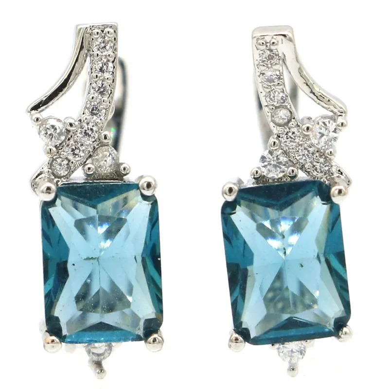 3g 925 SOLID STERLING SILVER Customized Earrings Lovely Alexandrite Topaz London Blue Blood Ruby Blue Sapphire Emerald CZ Bride