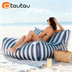 OTAUTAU Outdoor Stripes Bean Bag Pouf Cover No Filler Swiming Pool Floating Sofa Bed Beach Garden Chaise Lounge Puff Salon SF080