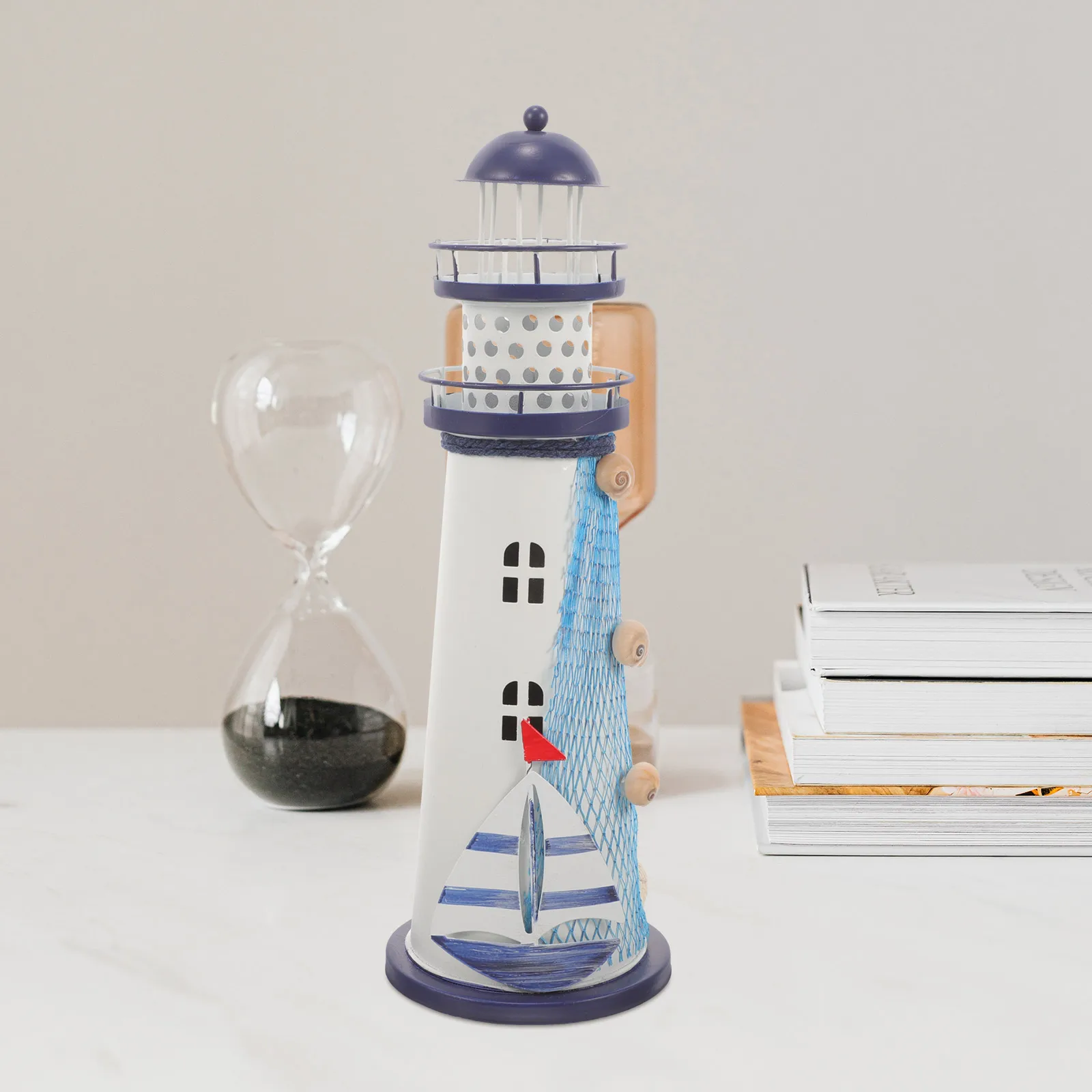 Eisen Leuchtturm Nautisches Zuhause LED Nautische Dekorationen für Zuhause Licht Mittelmeer Mittelpunkt Lampe