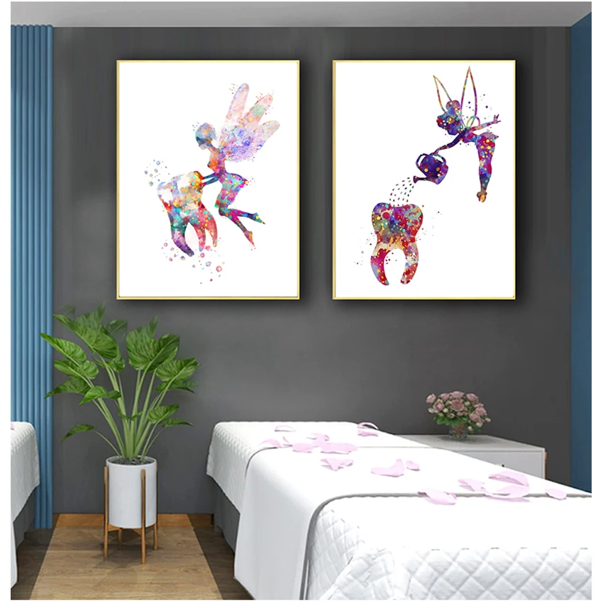 Unframe Hygienist Teeth Wall Clinic Decor Dental Art Tooth Fairy Minimalist Aesthetics Print Canvas Painting for Living Room Hom