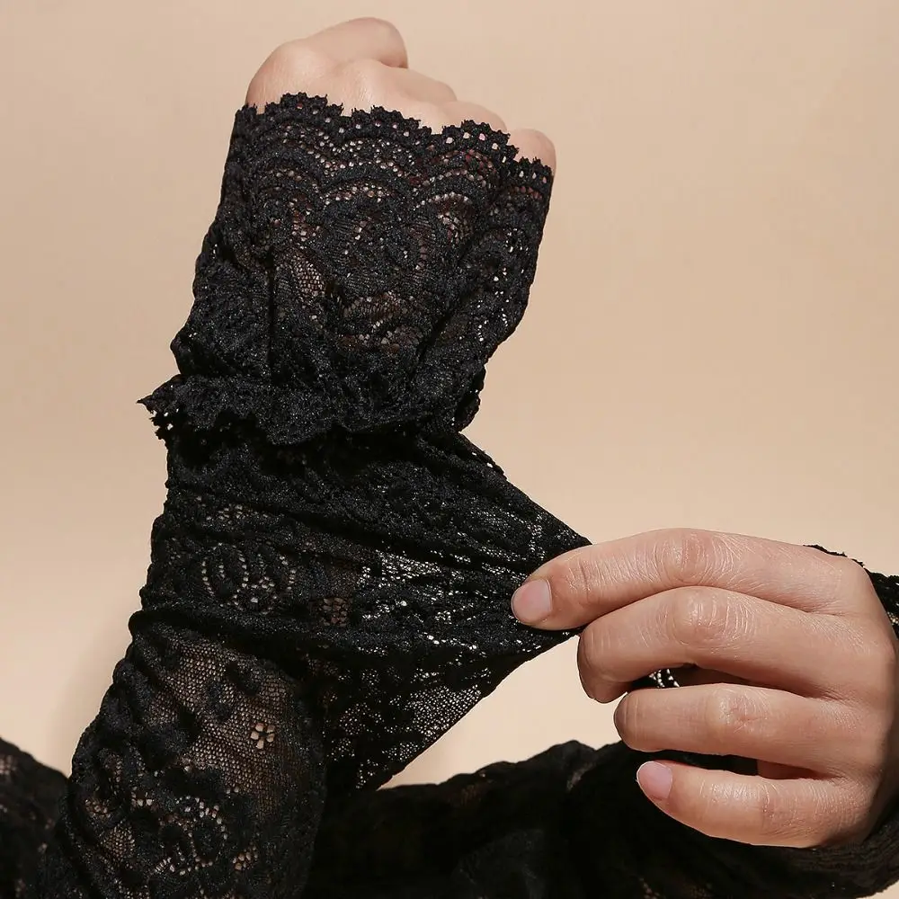Picture 6: Sweet Elastic Lace Ice Silk Sleeves Hollow Mesh Sun Protection Sleeve Anti-UV Thin Sunscreen Arm Sleeve Driving