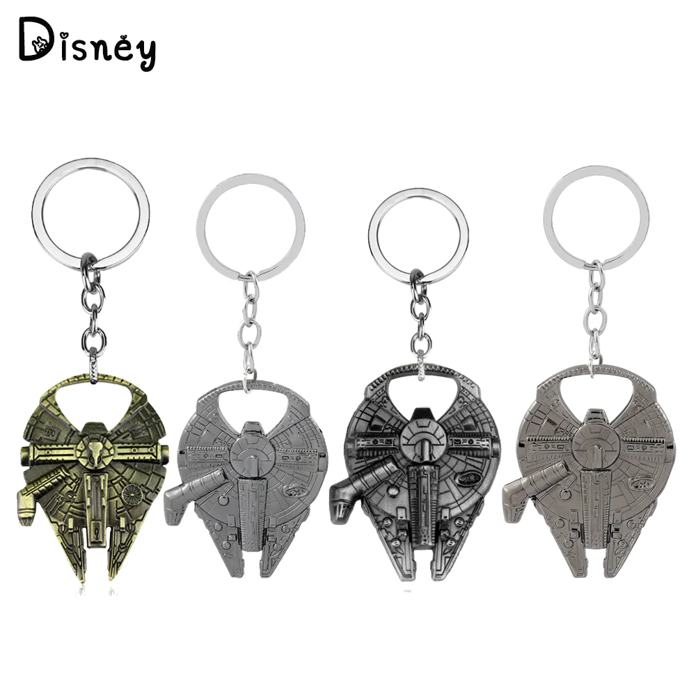 Disney Stra Wars Millennium Falcon Keychain Spaceship Metal Beer Bottle Opener Pendant Keyring Fashion Jewelry Accessories