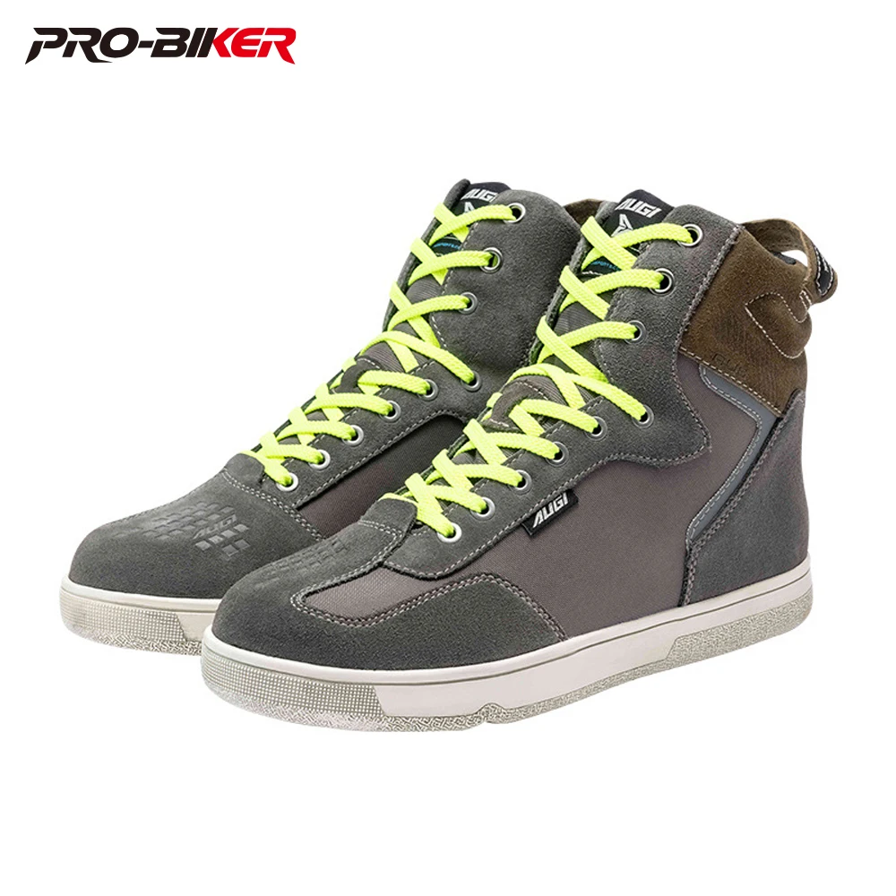 

Men's Motorcycle Boots Anti Impact Botas Motocross Buffer And Shock Absorption Boots For Motorcyclist Man Wear Resistant Grey