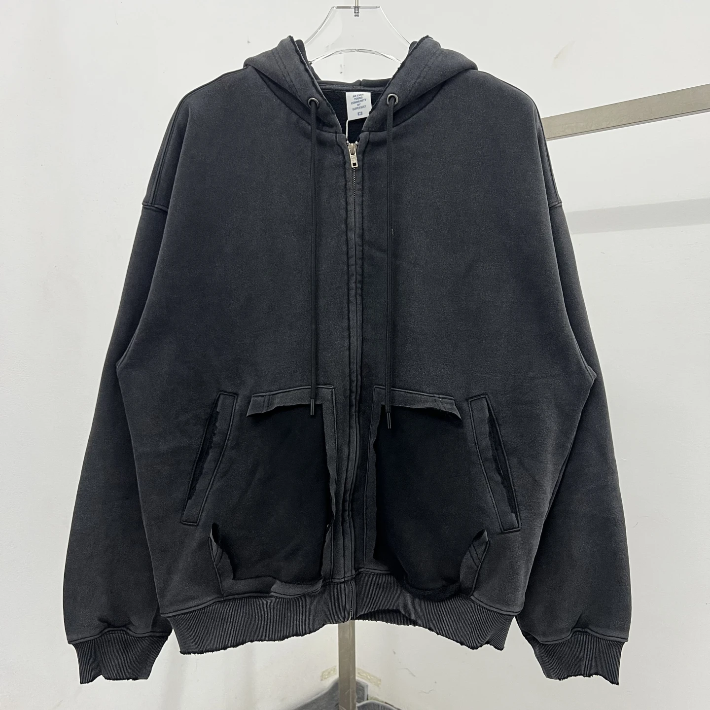 

Мужская толстовка American Style Heavyweight с капюшоном, свободного кроя, с эффектом потертости, винтажная, с рваными элементами, на молнии, молодежная модная куртка