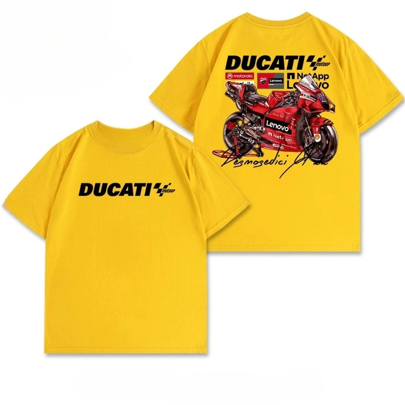 Hochwertiges Motorrad-Kurzarm-Baumwoll-T-Shirt mit Fahrrad-Grafikdruck, Luxuriöser Unisex-Stil für Männer und Frauen – Detail 5