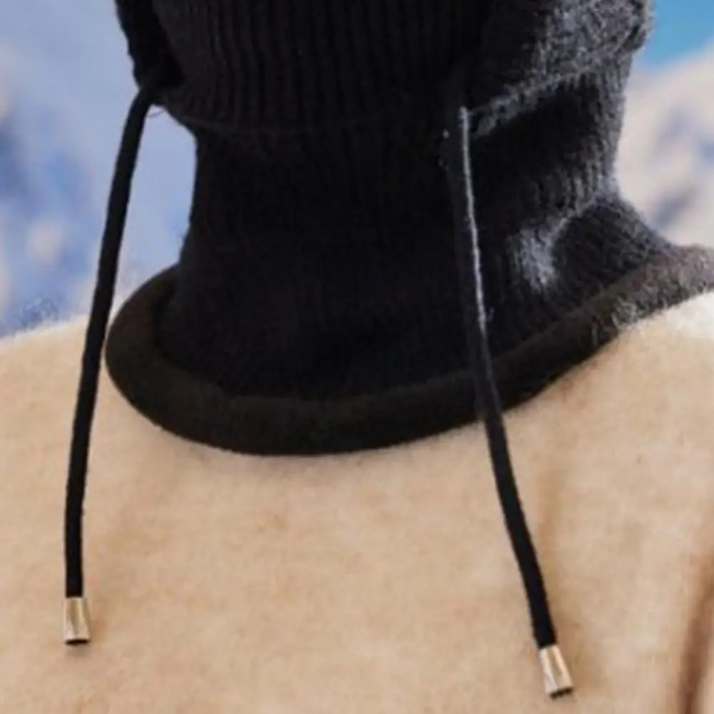 Women Thermal Hat Women’s Windproof Knitted Hat with Fleece Lining 3-in-1 Hooded Scarf for Weather Thick Plush-lined Winter