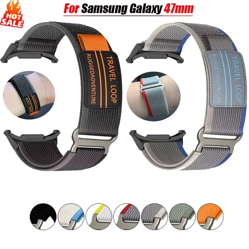 حزام رياضي من النايلون للرجال لهاتف Samsung Galaxy Ultra Travel Loop Strap لساعة Samsung Galaxy Ultra مقاس 47 ملم سوار ساعة أسود #1