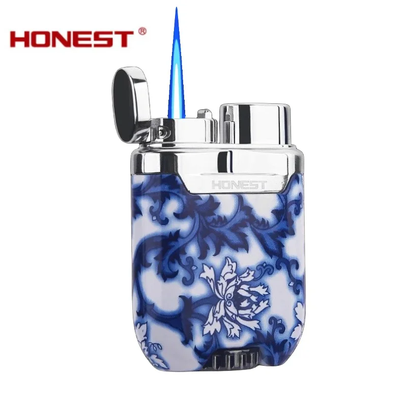 Honest Celadon Lighters for Men, Metal, Electronic Ignition, Jet Lighters, High-End, Windproof Torch, Smoking Gift, New